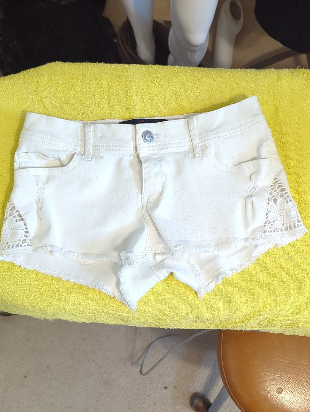 Hollister Y2k Short Shorts White Denim 7/28